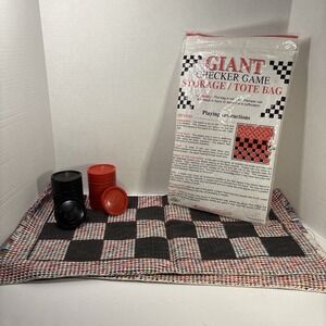Giant Checker Game Storage Tote Bag with Woven Board